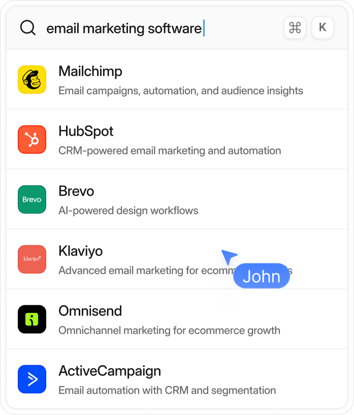 Search results listing email marketing software tools
